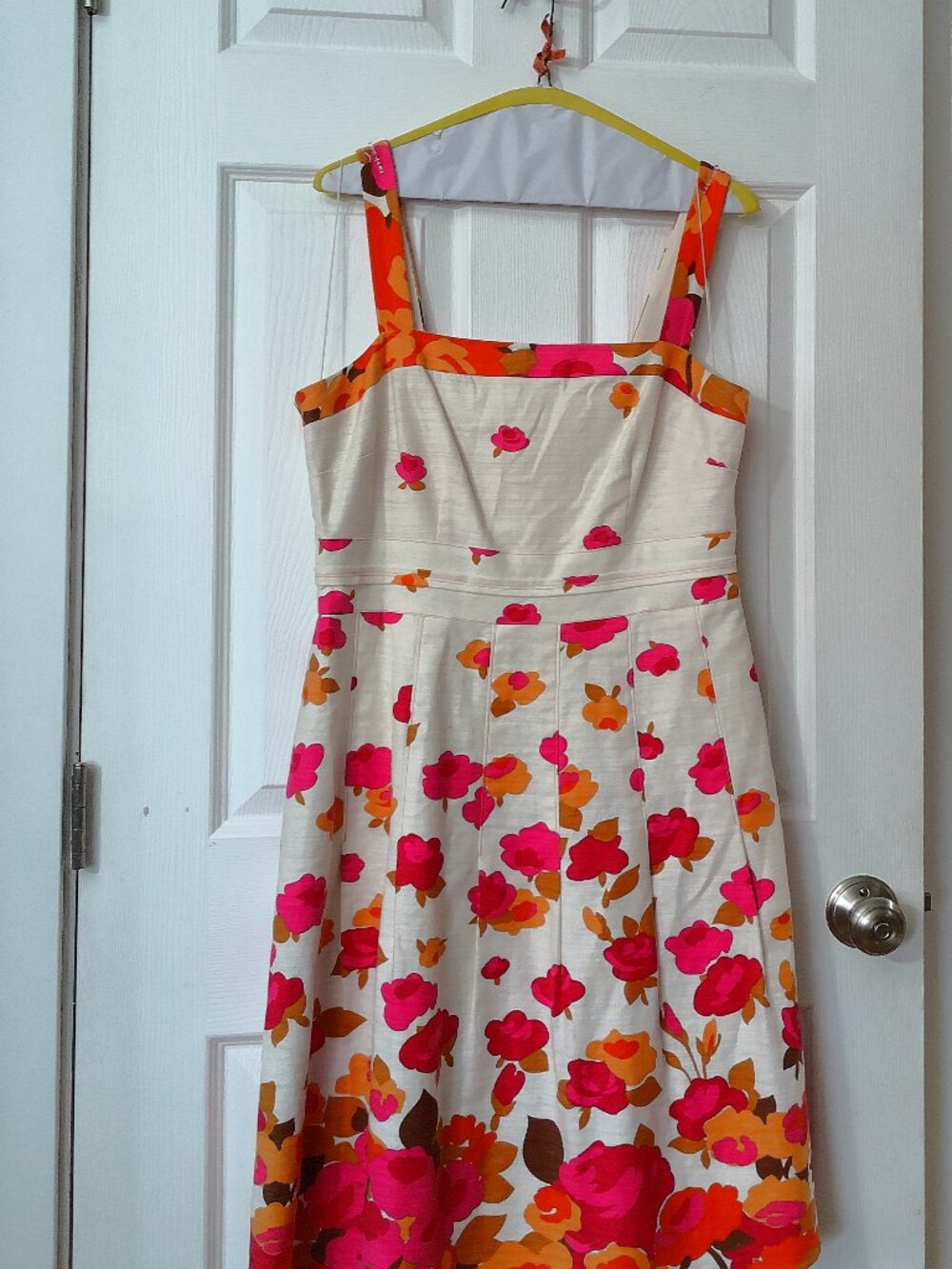 Adrianna Papell Cream Floral Sundress with Pink & Orange Accents